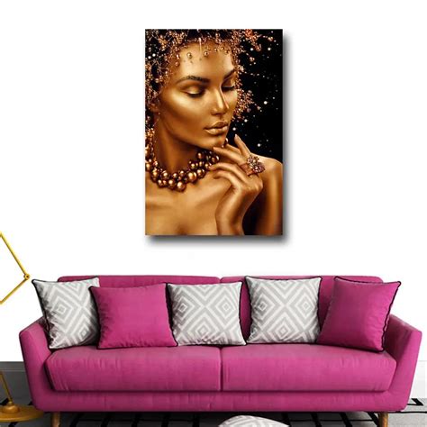Sexy Nude African Art Black And Gold Woman Oil Painting On Canvas