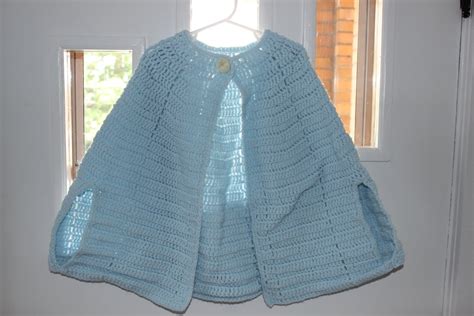 60s Poncho Cape Baby Blue Crochet 3t 4t 5t Girl Coat