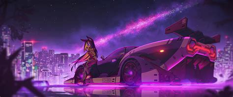 Anime Girl With Cyberpunk Ride 3440 X 1440 Rwidescreenwallpaper