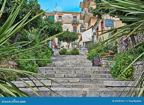 Taormina Staircase Editorial Photo Image Of Town Sicily 34181611