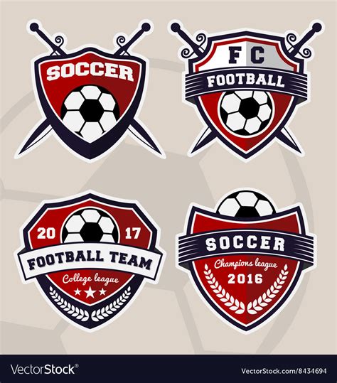 Set Soccer Football Badge Logo Design Royalty Free Vector