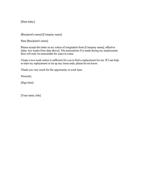 Letter Of Resignation 2 Week Notice Database Letter Template Collection