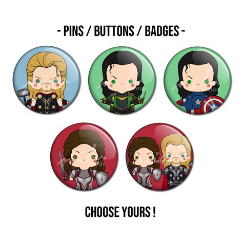 Mibustore Thor Pins Buttons Badges