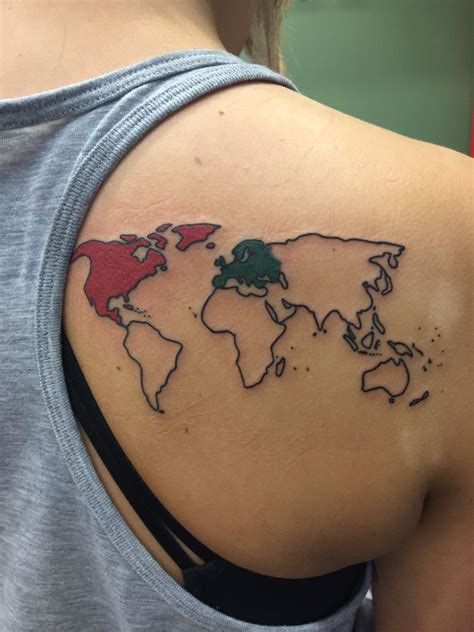 My World Map Tattoo Shading In The Continents As I Go To Them World