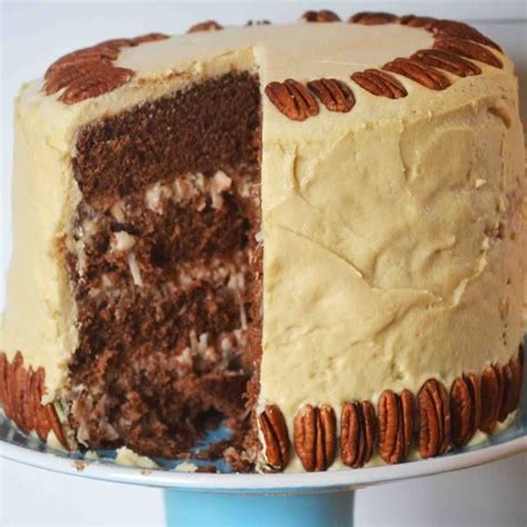 I made this cake for my parent's birthdays and it was a big hit. German Chocolate Cake Filled w/ Coconut Pecan Frosting and ...