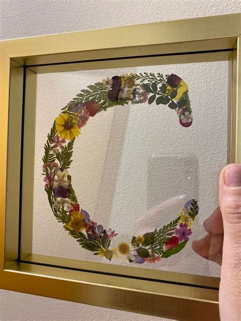 Custom Letter Real Pressed Flower Art Framed Floral Initial Etsy