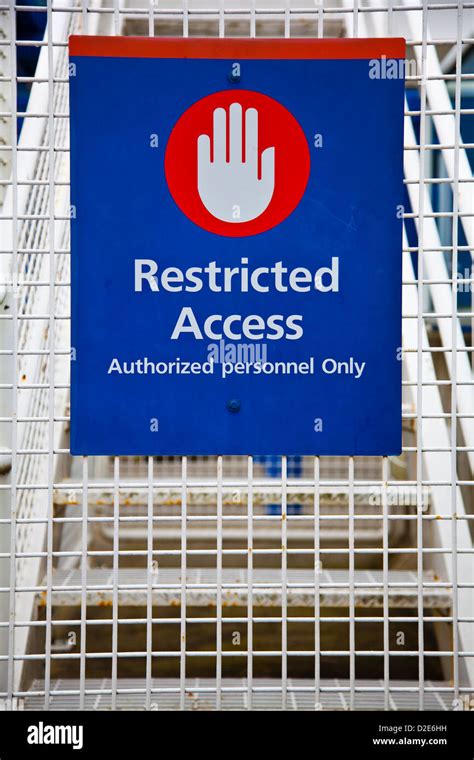 A Blue And Red Restricted Access Sign Stock Photo Alamy