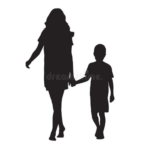 Silhouette Mother And Son Stock Vector Illustration Of Outline