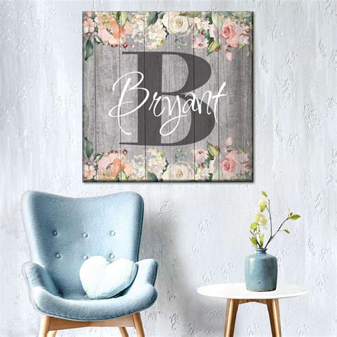 Personalized Floral Initial Wall Art Digital Art