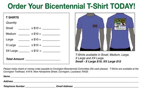 Tshirt Order Forms Word Excel Fomats