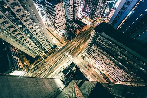 Royalty Free Photo Top View Of Concrete Buildings During Nighttime