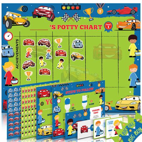 Potty Training Chart For Toddlers Cars Design Sticker Chart 4 Wee