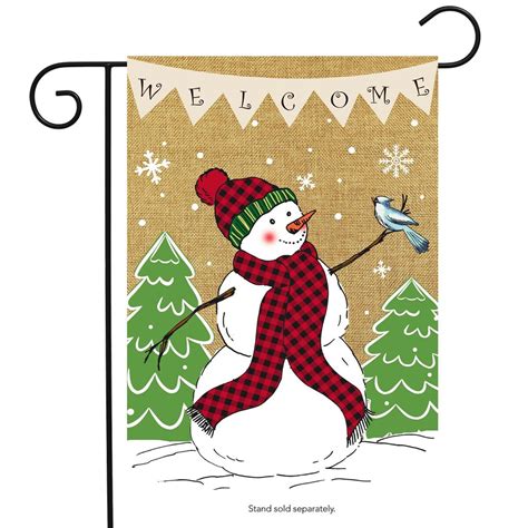 Welcome Snowman Burlap Garden Flag Winter 125 X 18 Briarwood Lane