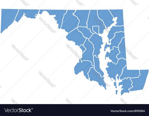 State Map Of Maryland By Counties Royalty Free Vector Image