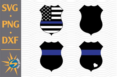 Police Badge Thin Blue Line SVG, PNG, DXF Digital Files (690965) | Cut