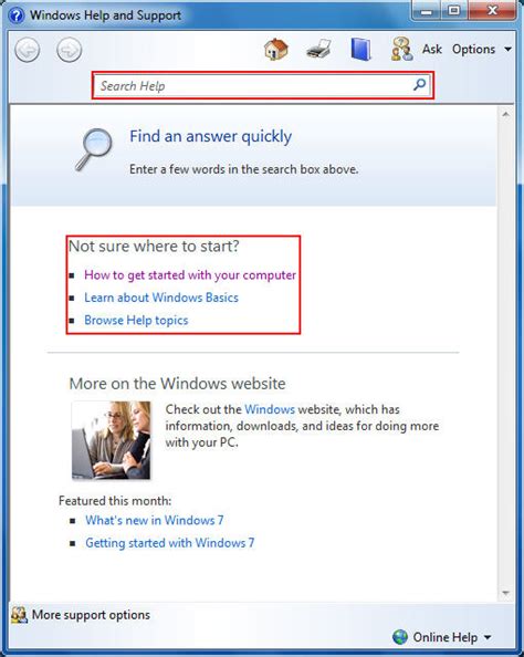 Using The Windows 7 Help And Support Center