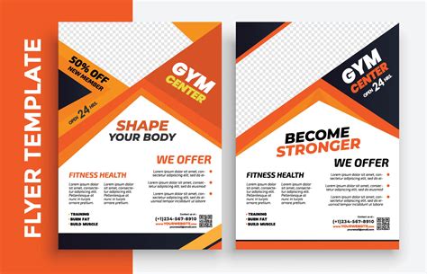 Free Gym Fitness Poster Flyer Pamphlet Brochure Cover Design Layout Space For Photo Background
