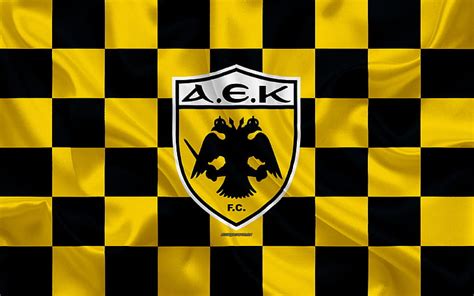 Established in athens, in 1924, by greek refugees from. HD wallpaper: Soccer, AEK Athens F.C., Emblem, Logo ...