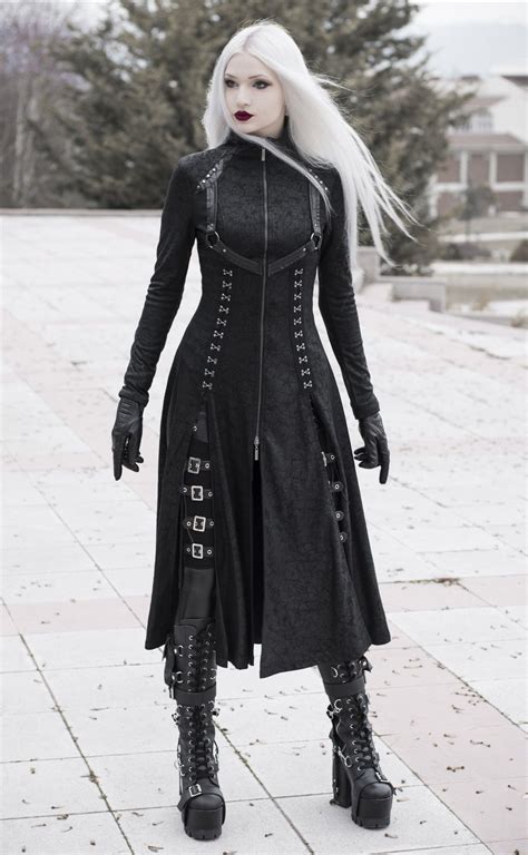 black gothic dark punk long coat for women gothic outfits dark fashion fashion