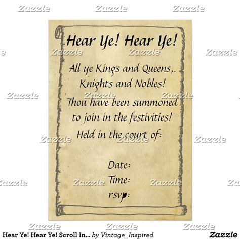 Hear Ye Hear Ye Scroll Invitations Zazzle Scroll Invitation 21st