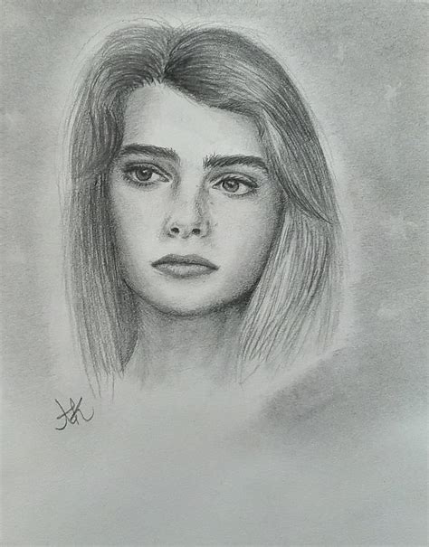 Portrait Of Young Brooke Shields Drawing By Aleksandra Kremic Pixels