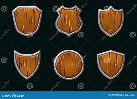 Vector Wooden Shields In Different Shape Empty Template Medieval
