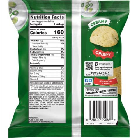 Lays® Sour Cream And Onion Flavored Potato Chips 1 Oz Smiths Food