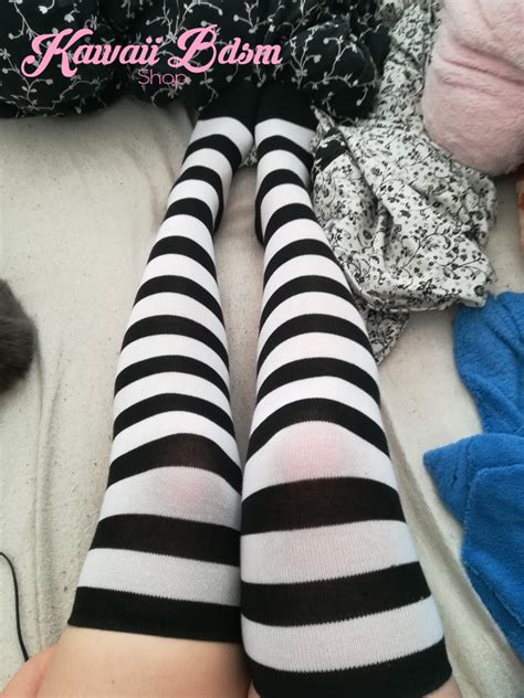 striped thigh high socks kawaii bdsm
