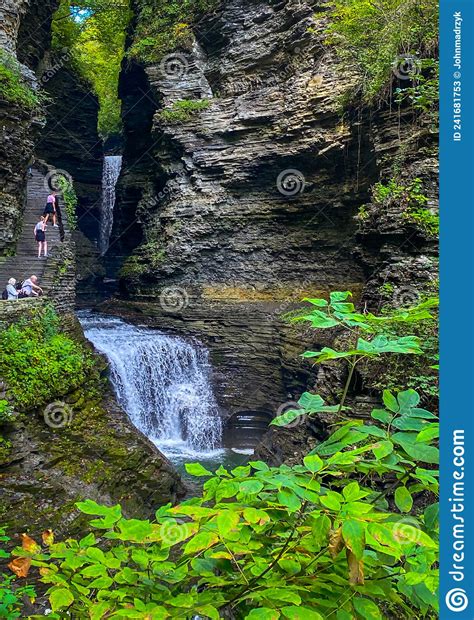 Waterfall At Watkins Glen State Park Gorge Trail Stock Image Image Of