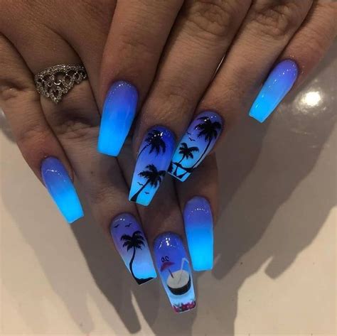 60 Neon Nail Ideas That Are Perfect For Summer Glow Nails Blue Ombre Nails Nail Art Ombre