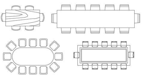 4 Different Dining Table Design Free Cad Blocks Cadbull