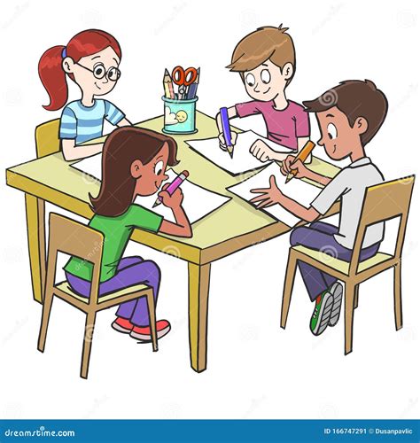 Children Drawing And Writing In Class At School Stock Vector