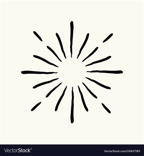 Hand Drawn Geometric Radial Line Sunburst Vector Image