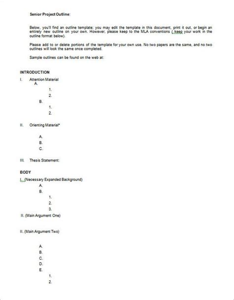 Project Outline Template 9 Free Sample Example Format Download