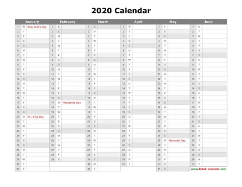 2 Page Monthly Calendar Printable 2020 Calendar Template Printable