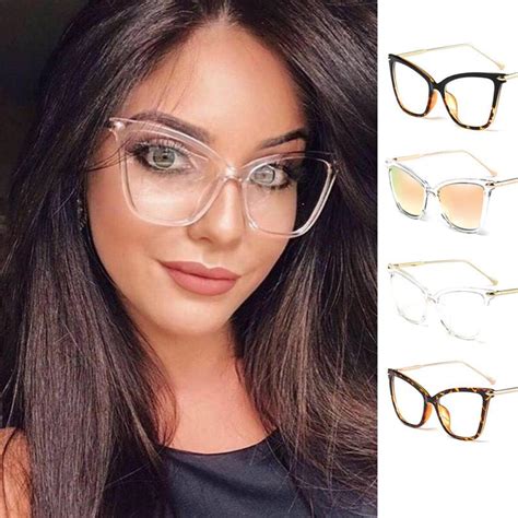 Buy Fashion Women Cat Eye Clear Lens Glasses Luxury Metal Eyeglasses