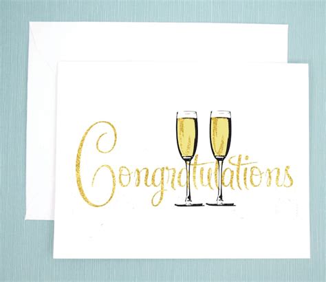 Congratulations Card With Champagne Flutes For Wedding Etsy
