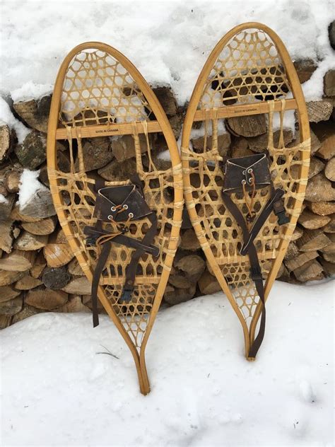 Vintage Wood Snowshoes With Babiche 42 X 14 Etsy Vintage Wood