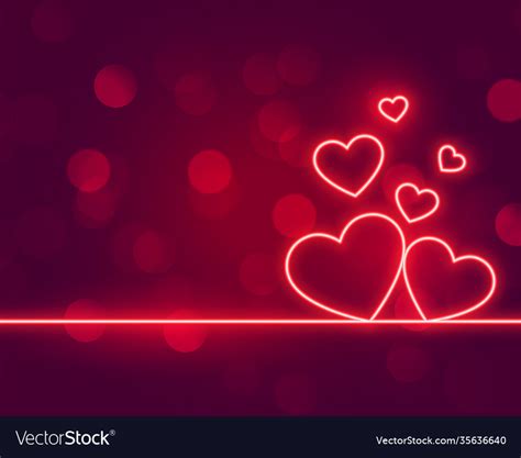 Neon Hearts Love Valentines Day Background Design Vector Image