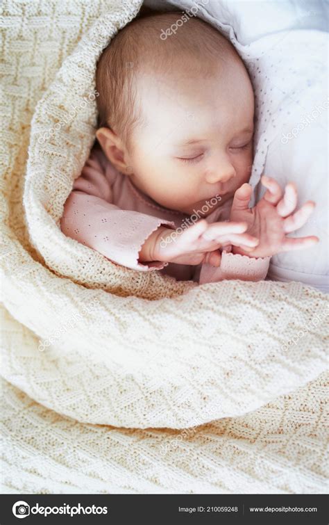 Adorable Baby Girl Sleeping Crib Little Child Having Day Nap — Stock
