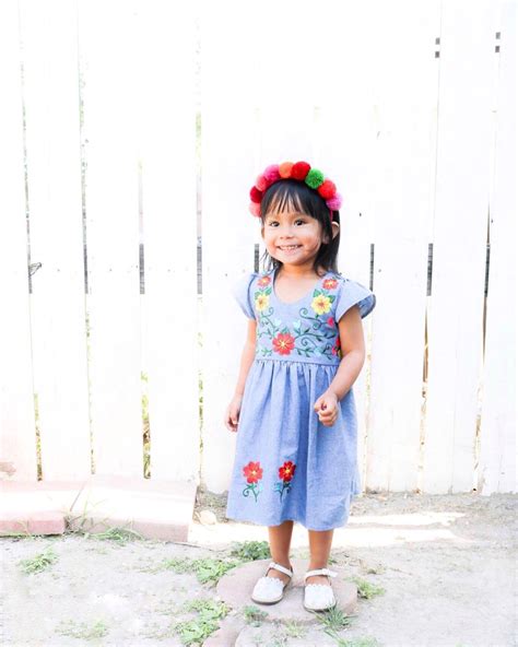 Mexican Baby Dress Denim With Floral Design Embroidery From Etsy