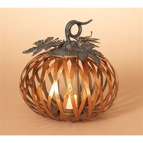 12 Inch Large Metal Pumpkin Candle Holder With Metallic Copper Finish