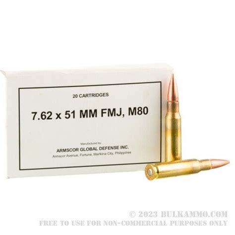 200 Rounds Of 762x51 Ammo By Armscor 147gr Fmj M80 Cpr 0925