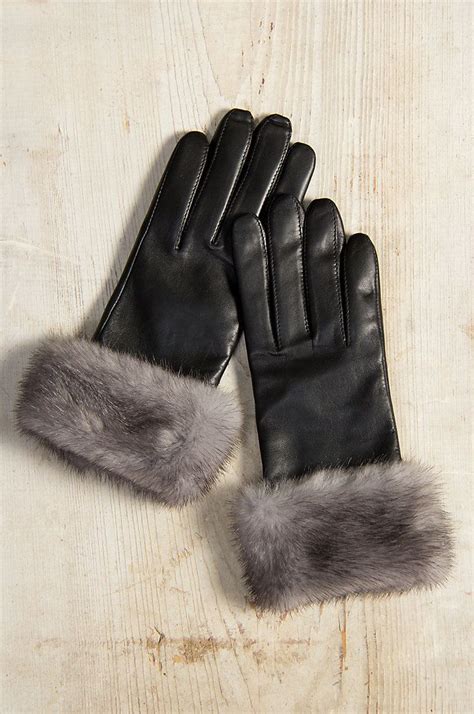 women s wool lined lambskin leather gloves with mink fur trim lambskin leather leather gloves