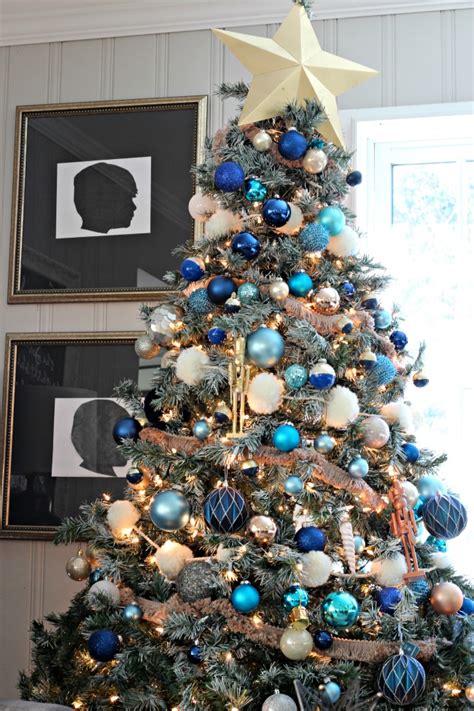 Decorations Of Blue On White Christmas Tree Southern State Of Mind