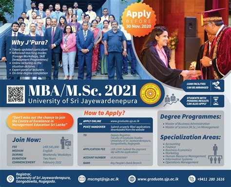 Mba Msc In Management 2021 Usj University Of Sri