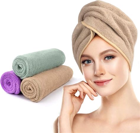 Bath 3x Microfiber Hair Towel Hair Drying Towels Wrap Turban Absorbent
