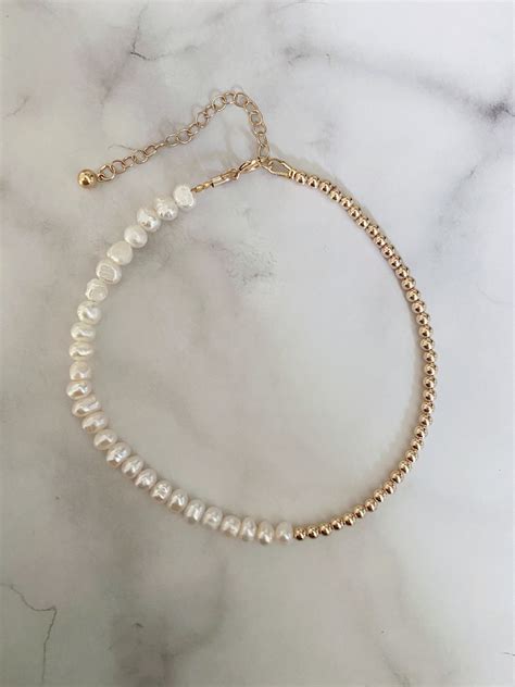 Gold Filled Fresh Water Pearl Anklet Etsy