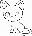Cute Kitty Cat Coloring Page - Free Clip Art