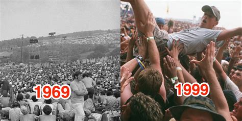 photos comparing woodstock 1969 to the disastrous woodstock 1999